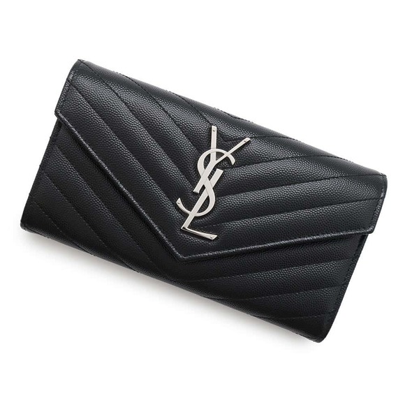 Saint Laurent Wallet Monogram Quilted Black Flap Paris YSL - Picture 1 of 8